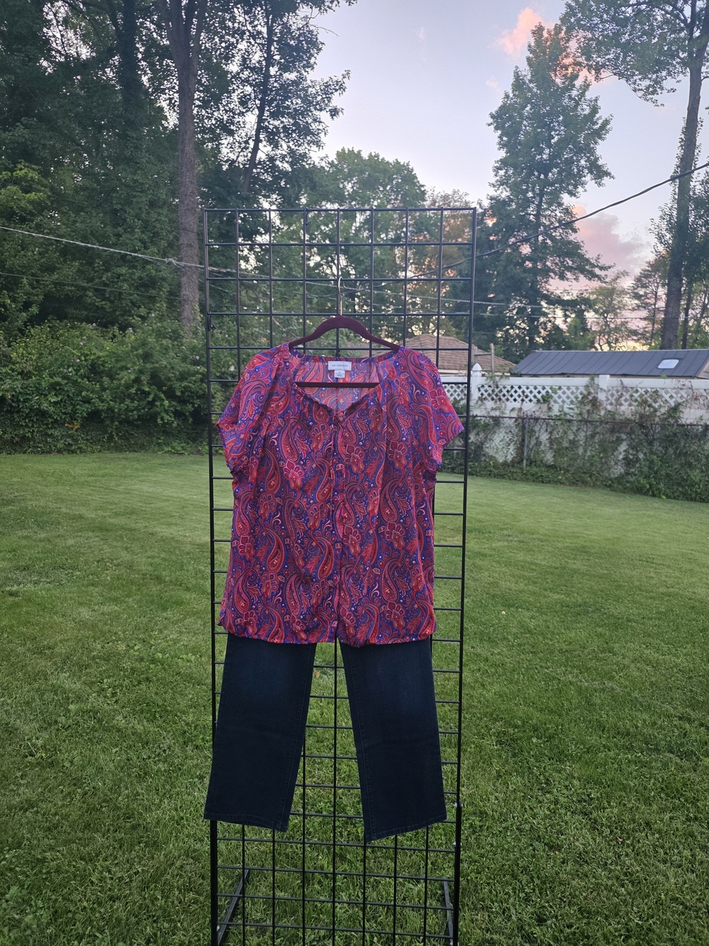 Liz Claiborne Paisley Short Sleeve Blouse with Gloria Vanderbilt Jeans
